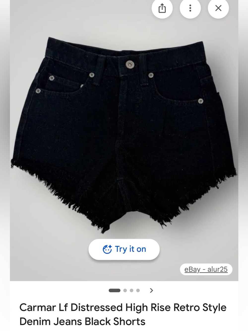 Carmar LF Black Distressed Denim Shorts